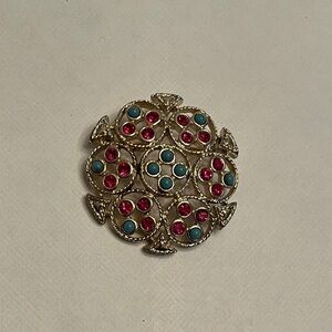 Vintage Sarah Coventry Brooch with Pink and Blue Accents
